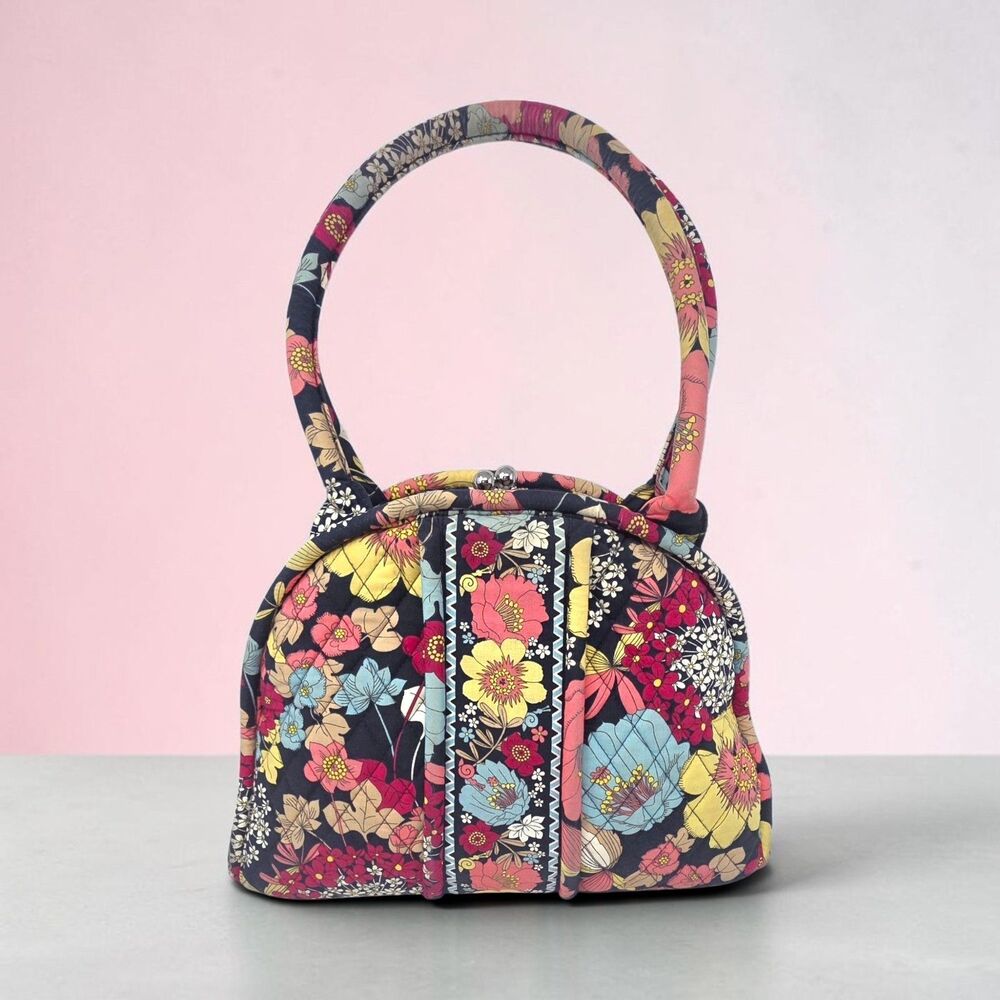 Vera Bradley Retired Eloise Shoulder Bag Happy Snails Pattern Kiss Lock  Floral